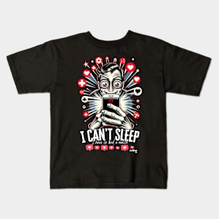 Swipe and Snore: A Matchless Insomniac's Tale - Funny Guy Kids T-Shirt